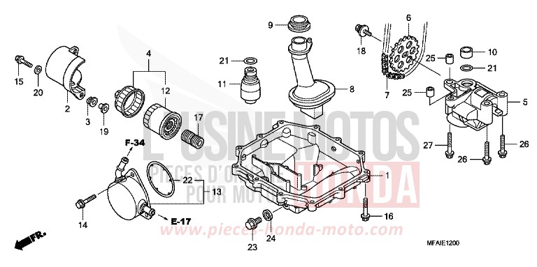 OIL PAN/OIL PUMP for CBF1000 ABS QUASAR SILVER METALLIC (NHA48) from 2008